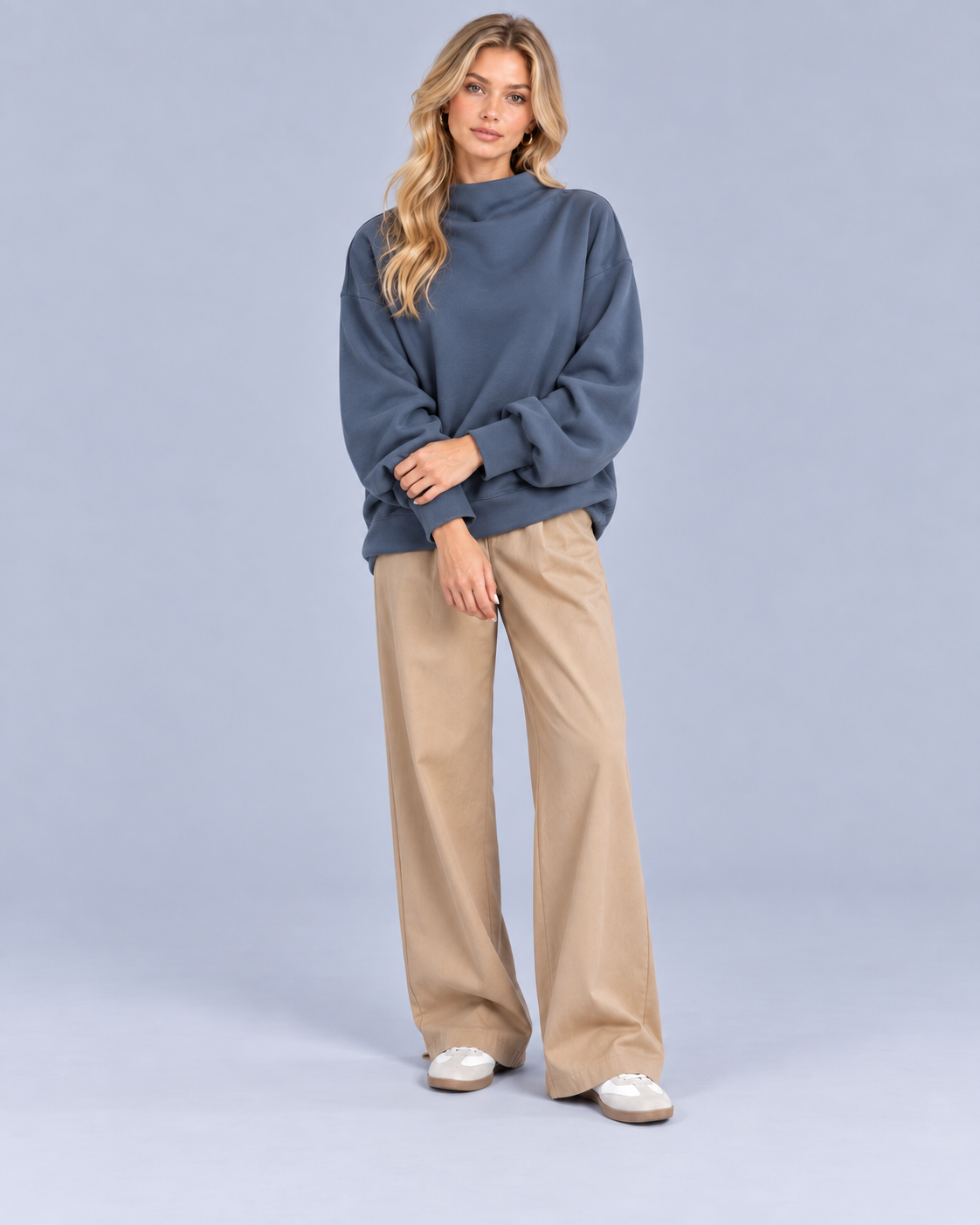 Women's High-Neck Knitted Jumper | Relaxed Fit Soft Sweater