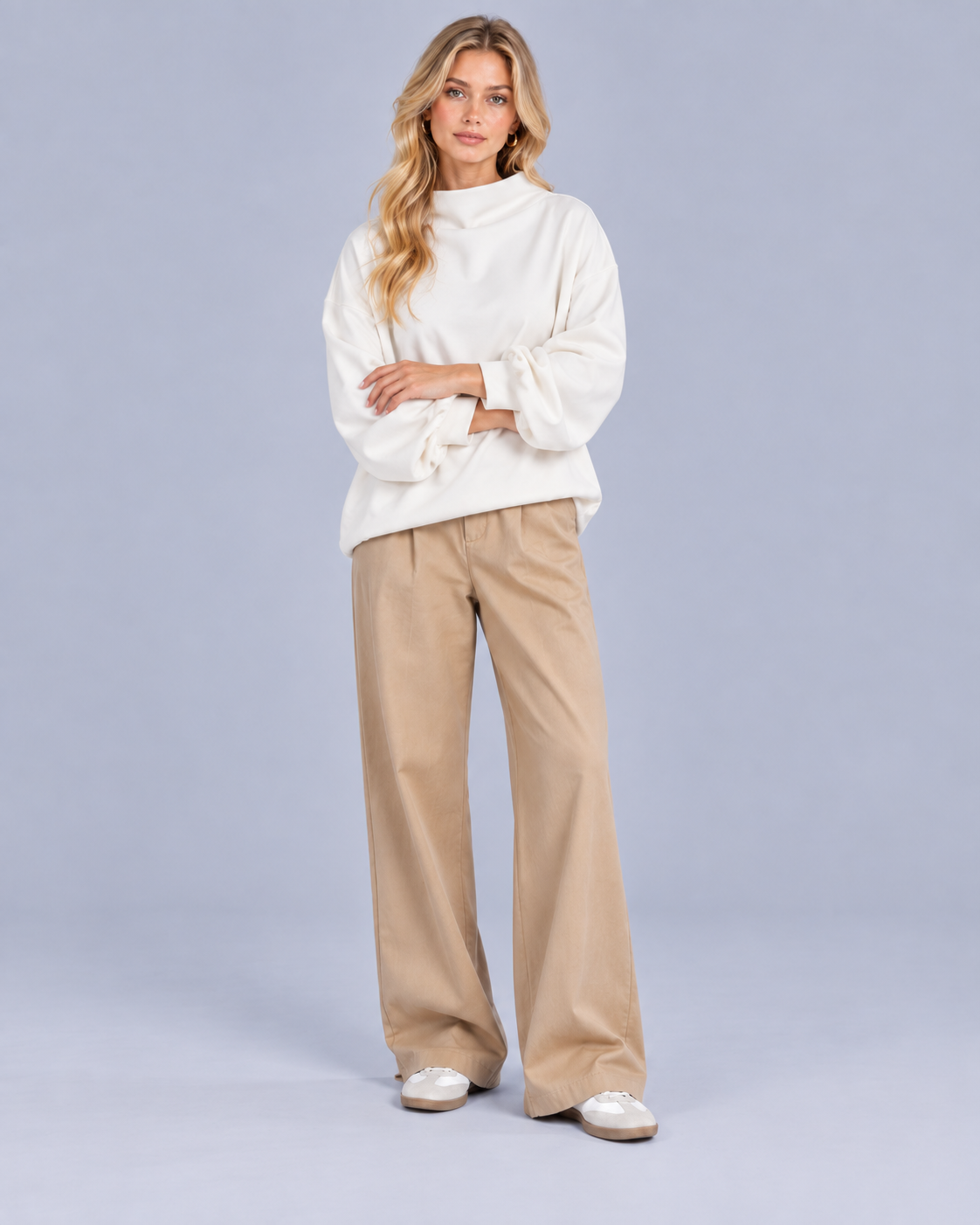 Women's High-Neck Knitted Jumper | Relaxed Fit Soft Sweater