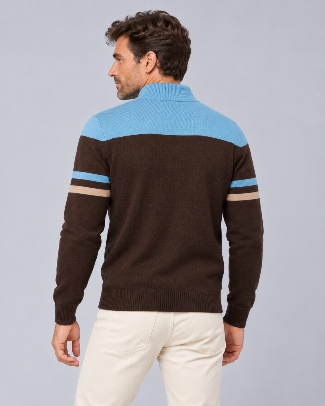 Men's Knitted Zip-Up Cardigan | Mock Neck Sweater