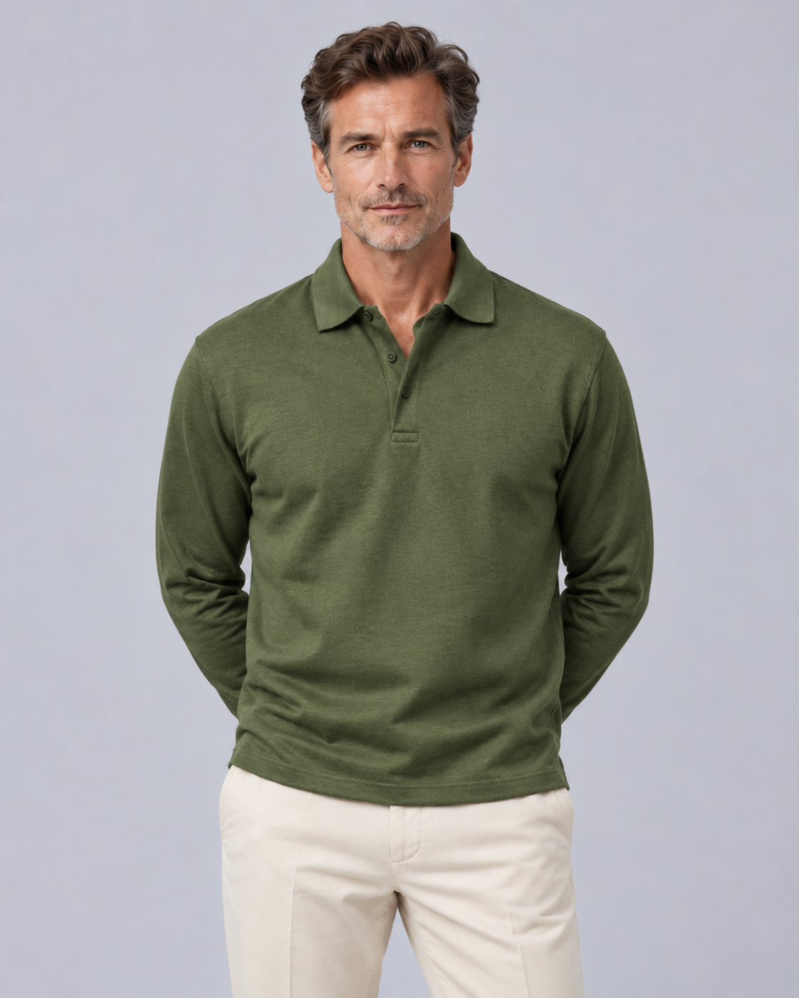 Men's Cotton Long Sleeve Polo Shirt | Classic Versatile Pullover