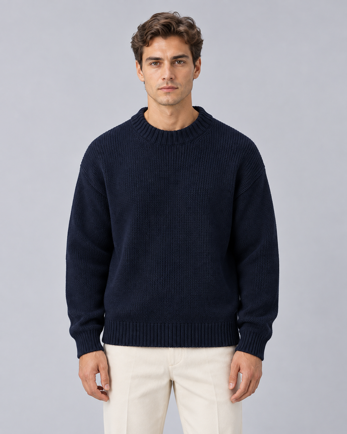Men's Soft Knit Crew Neck Jumper | Warm Winter Sweater