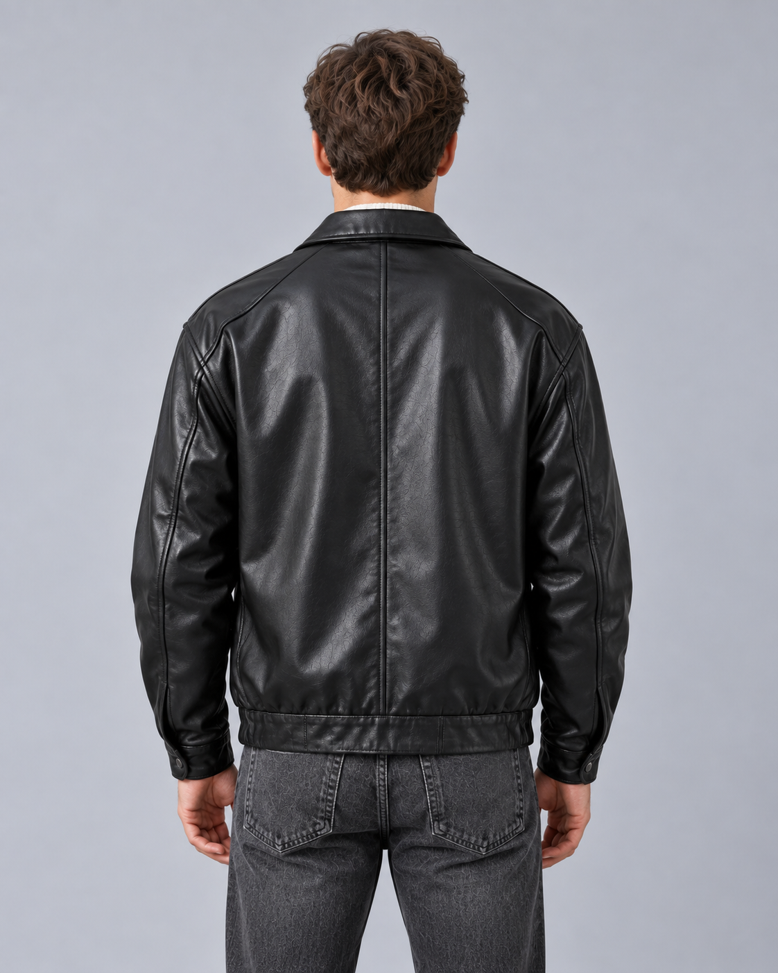 Men's PU Leather Jacket with Loose Fit