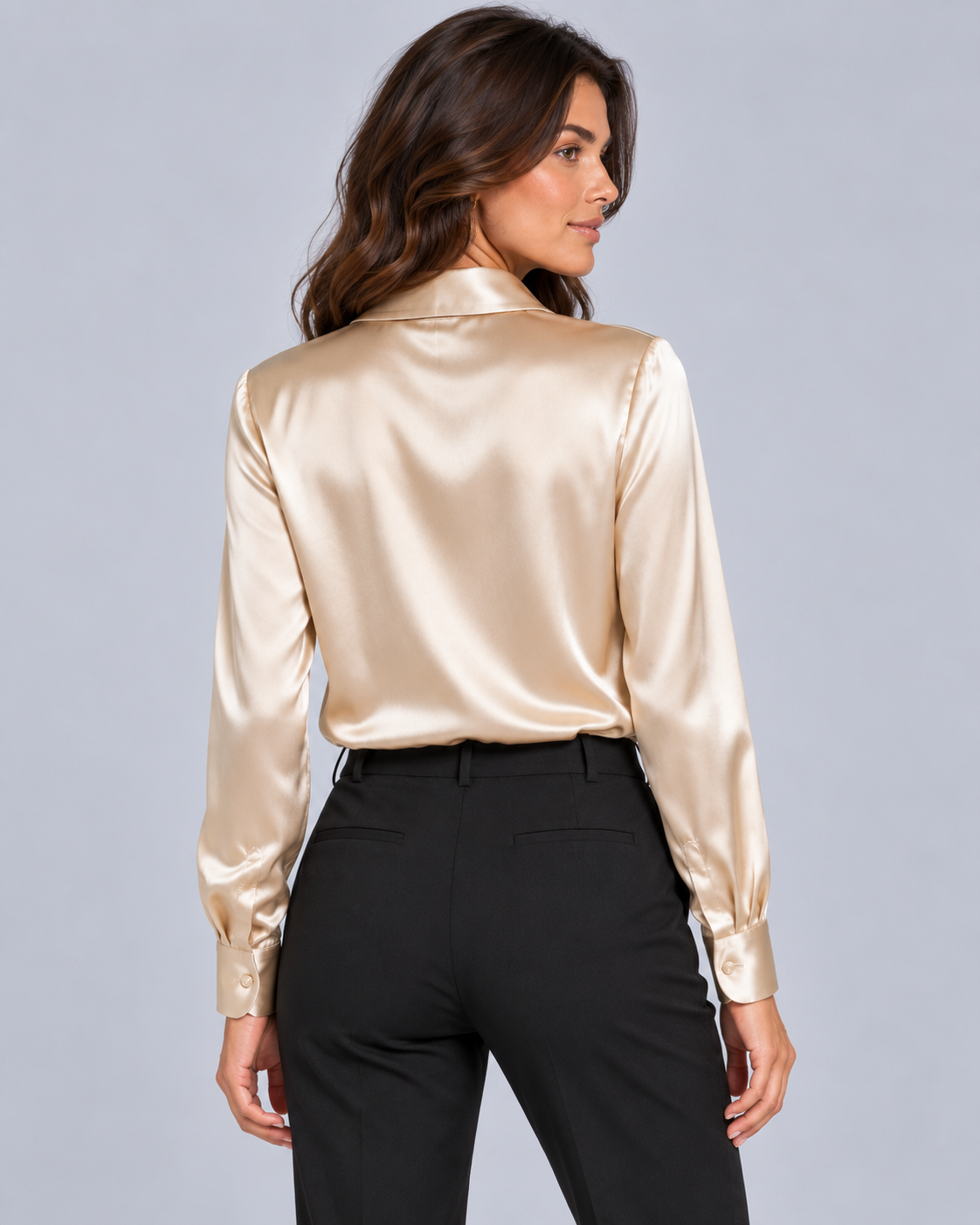 Women's Satin Blouse with Draped Neck