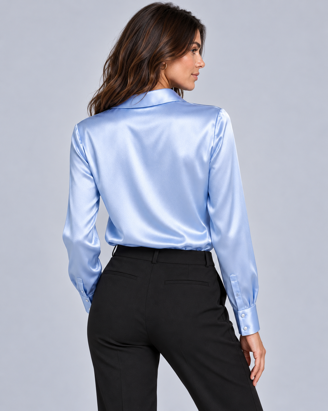 Women's Satin Blouse with Draped Neck