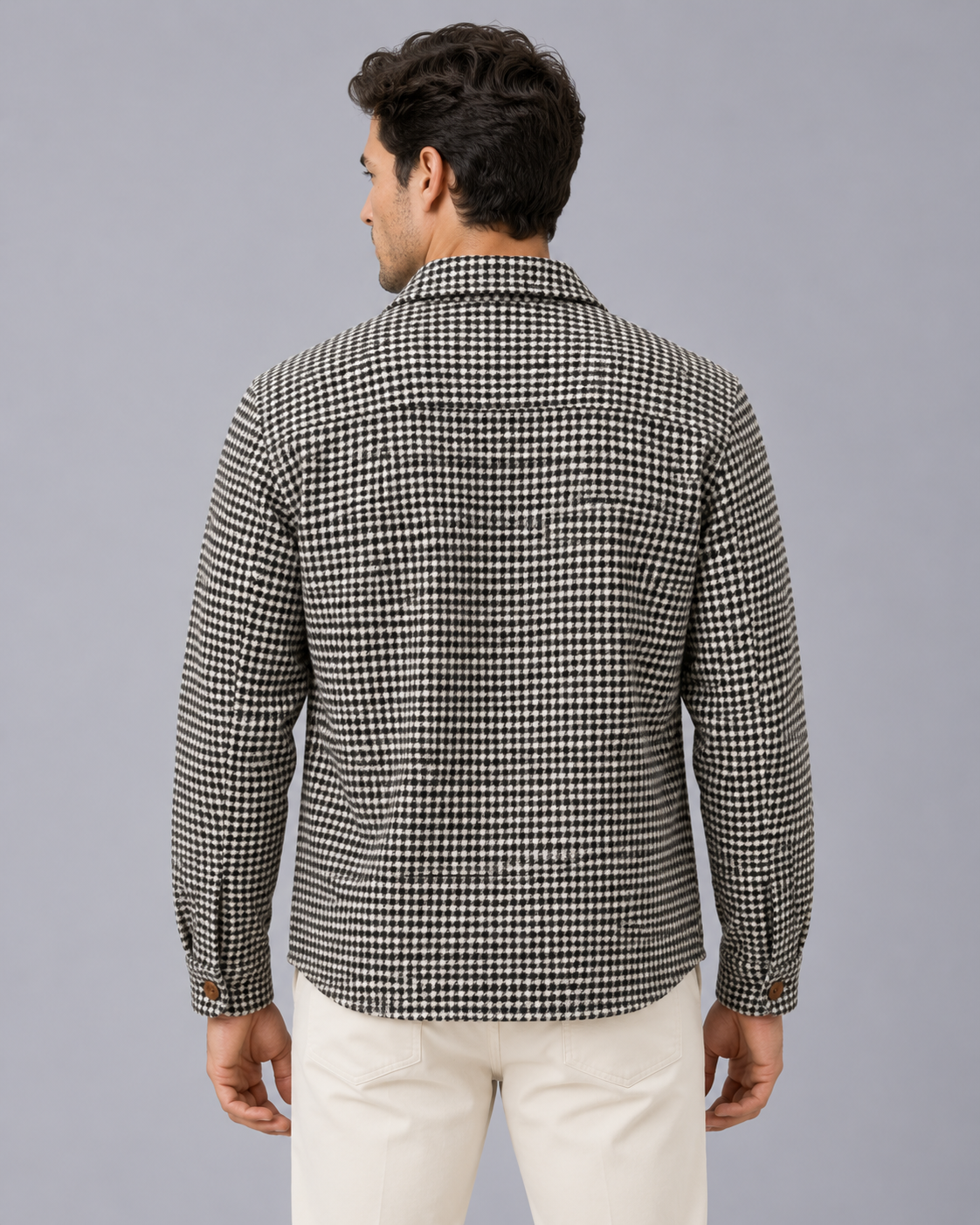 Men's Houndstooth Shirt Jacket | Button-Up Check Overshirt