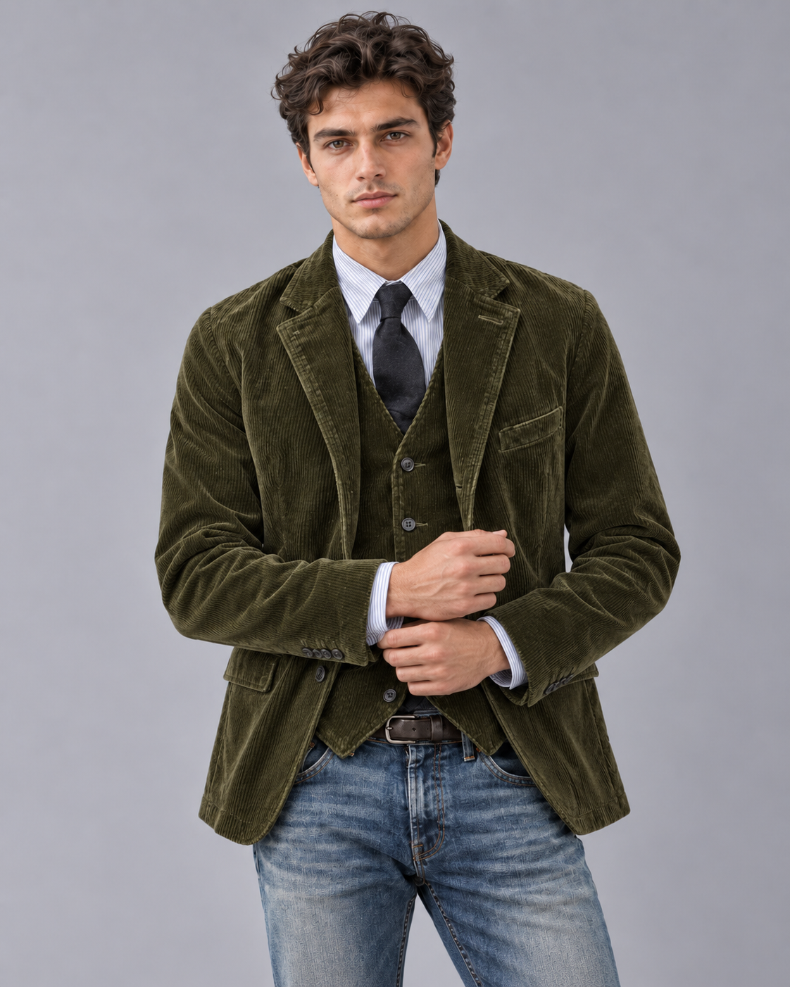 Men's Corduroy Jacket | Blazer Style, Notch Lapels, Button-Up, Flap Pockets