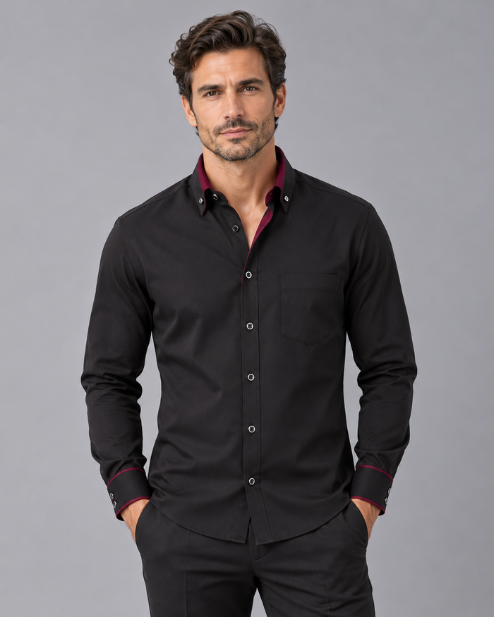 Men's Long Sleeve Shirt | Button-Down Collar with Tailored Fit