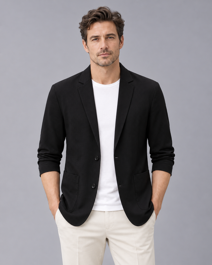 Men's Lightweight Blazer | Casual Jacket with Two Buttons and Notch Lapels