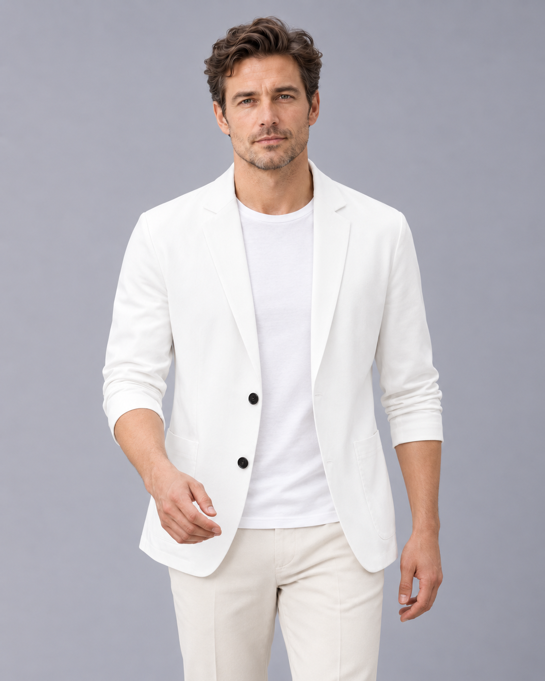Men's Lightweight Blazer | Casual Jacket with Two Buttons and Notch Lapels