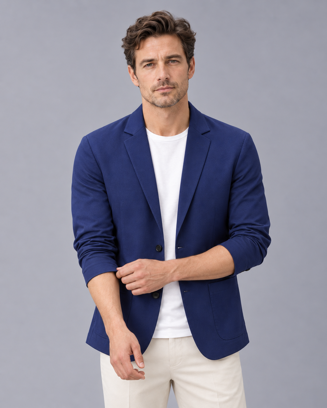 Men's Lightweight Blazer | Casual Jacket with Two Buttons and Notch Lapels