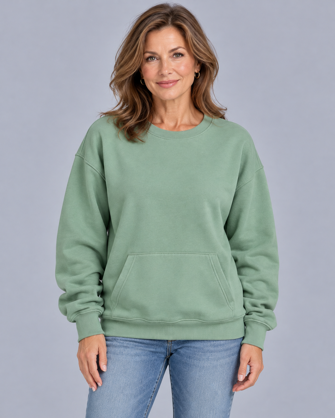 Women's Oversized Sweatshirt – Crew Neck, Kangaroo Pocket, Dropped Shoulders, Relaxed Fit