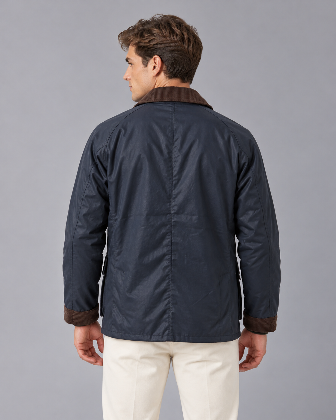 Men's Barn Jacket in Oil-Waxed Nylon | Corduroy Collar, Loose Fit