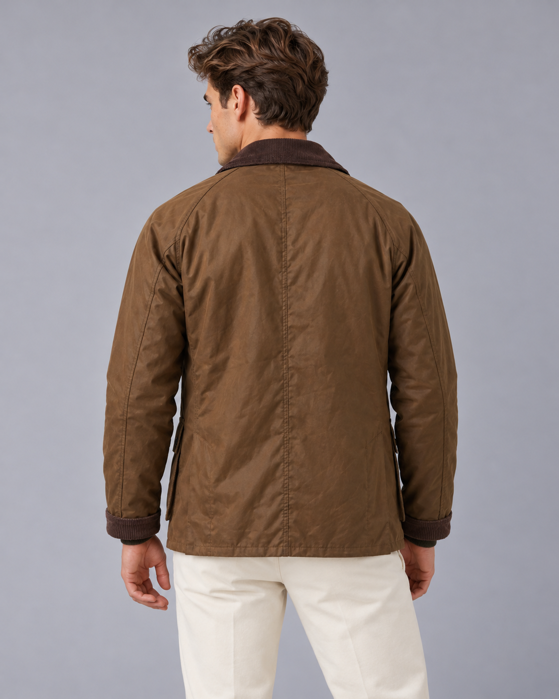 Men's Barn Jacket in Oil-Waxed Nylon | Corduroy Collar, Loose Fit