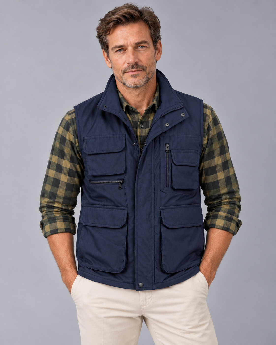 Men's Utility Gilet | Multiple Pockets and Stand Collar