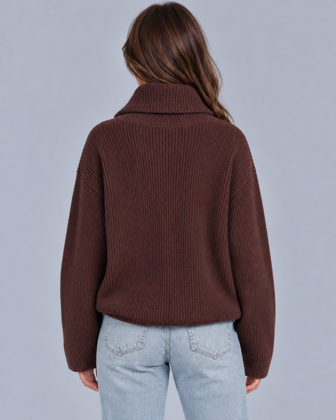 Women's Oversized Ribbed Knit Scarf Jumper | Sweater with V-neckline