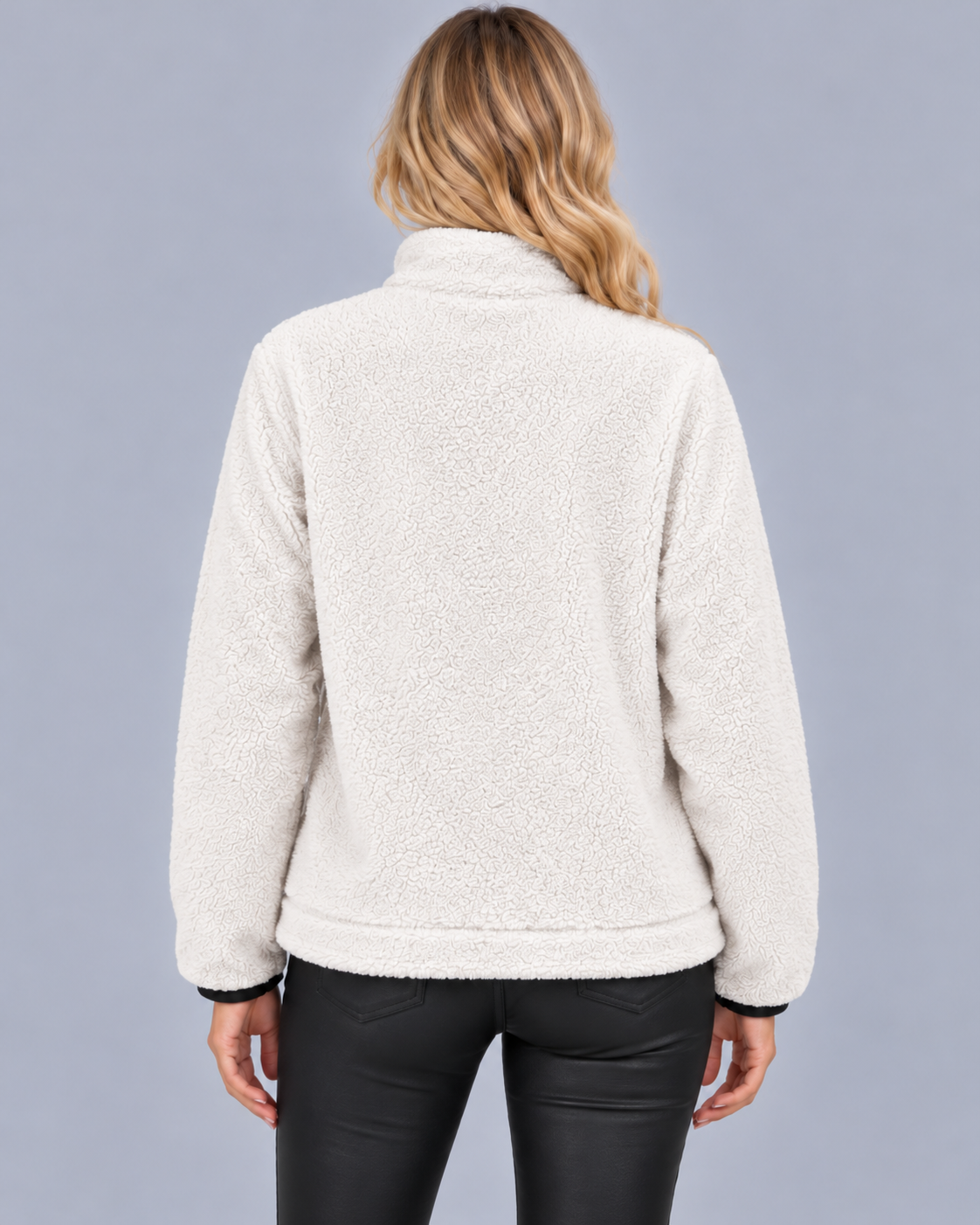 Women's Teddy Fleece Half Zip Jumper with Kangaroo Pocket