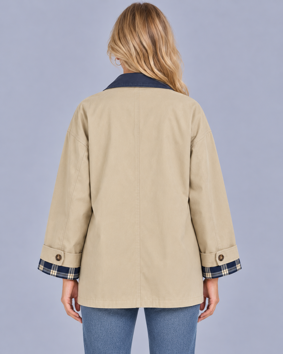 Women's Relaxed Fit Barn Jacket with Contrast Collar