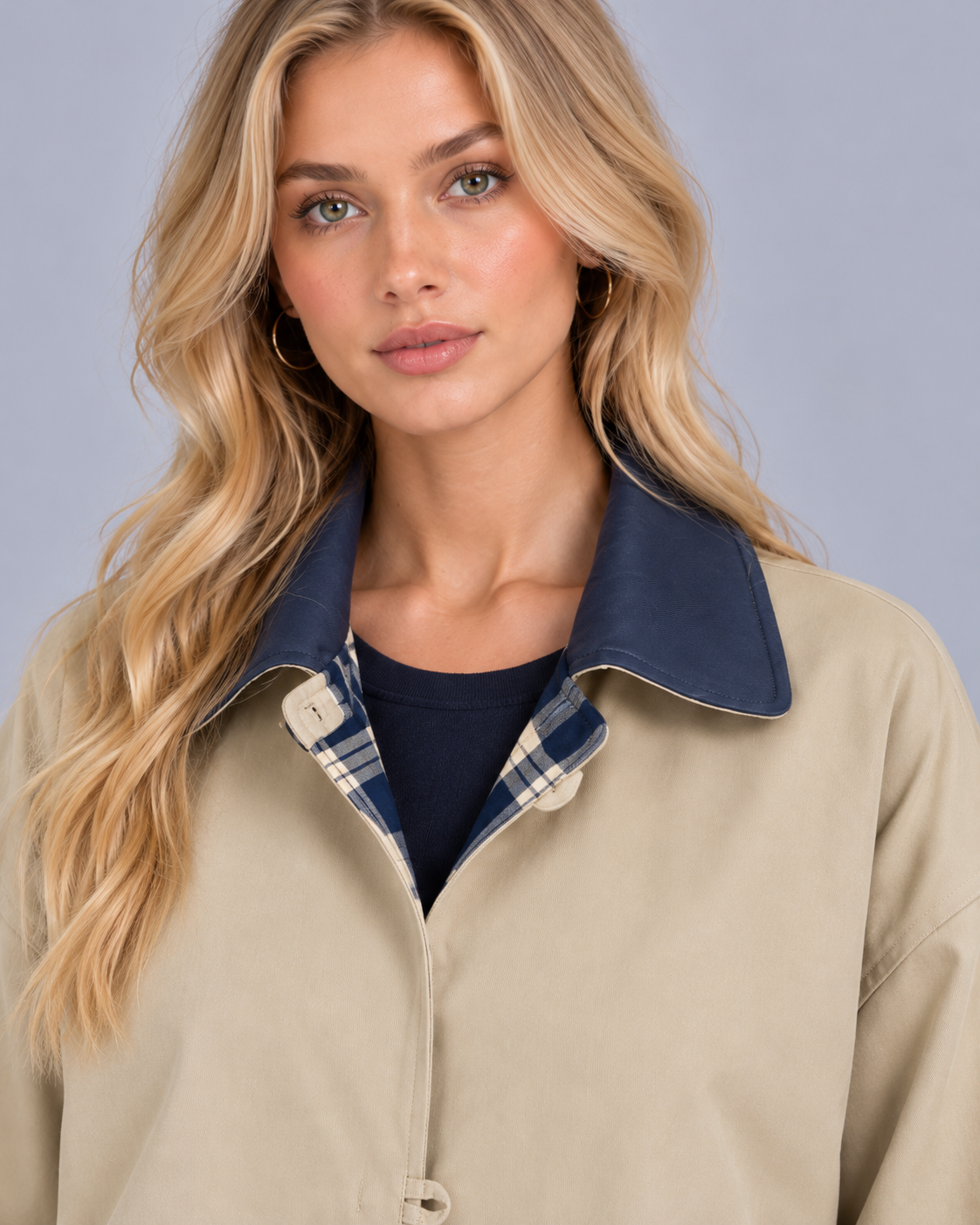 Women's Relaxed Fit Barn Jacket with Contrast Collar