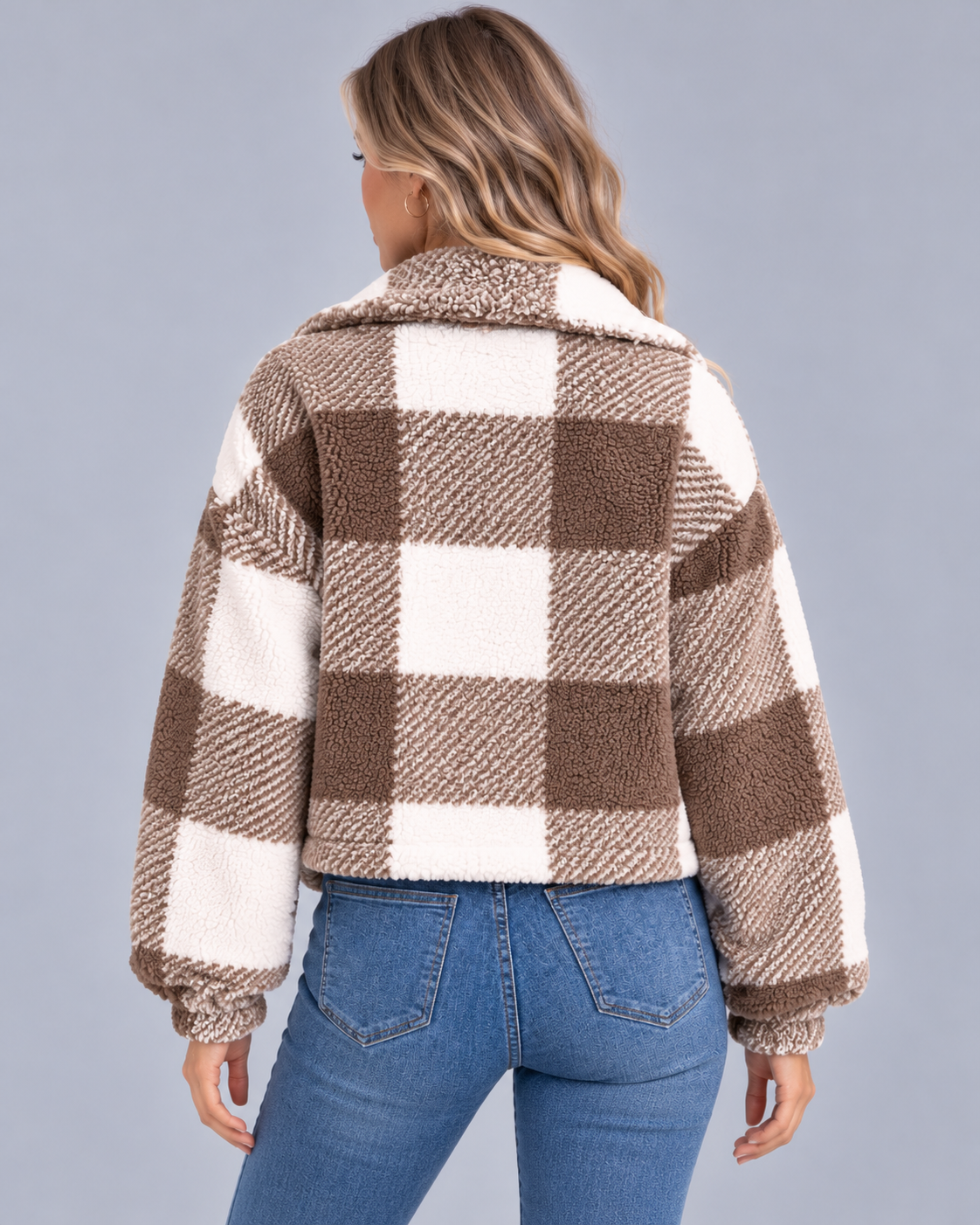 Women's Checked Teddy Fleece Jacket