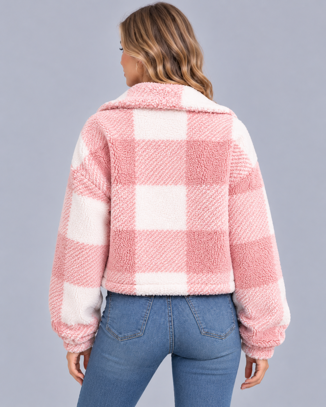 Women's Checked Teddy Fleece Jacket