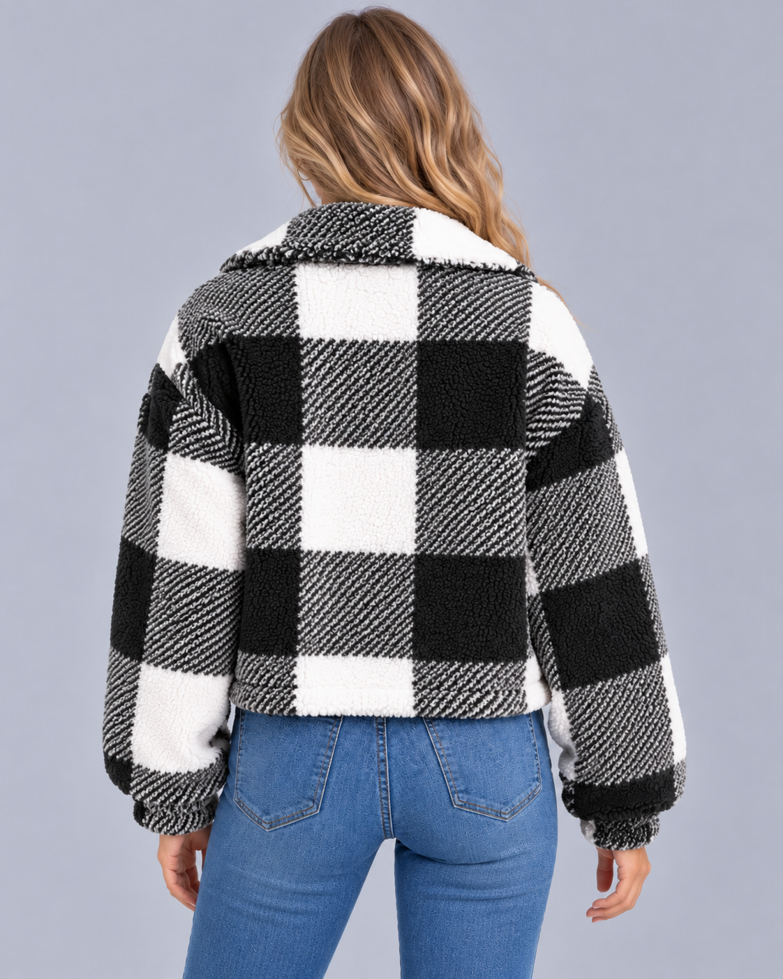 Women's Checked Teddy Fleece Jacket