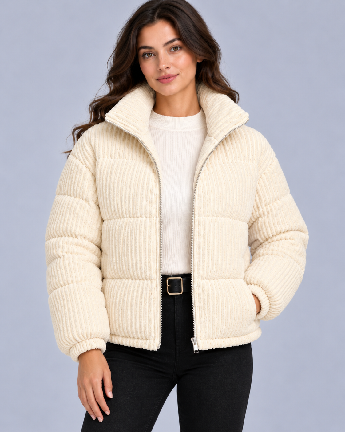 Women's Quilted Corduroy Puffer Jacket