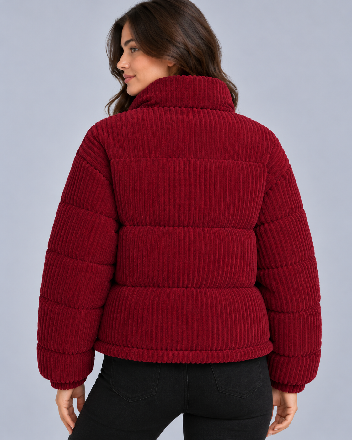 Women's Quilted Corduroy Puffer Jacket