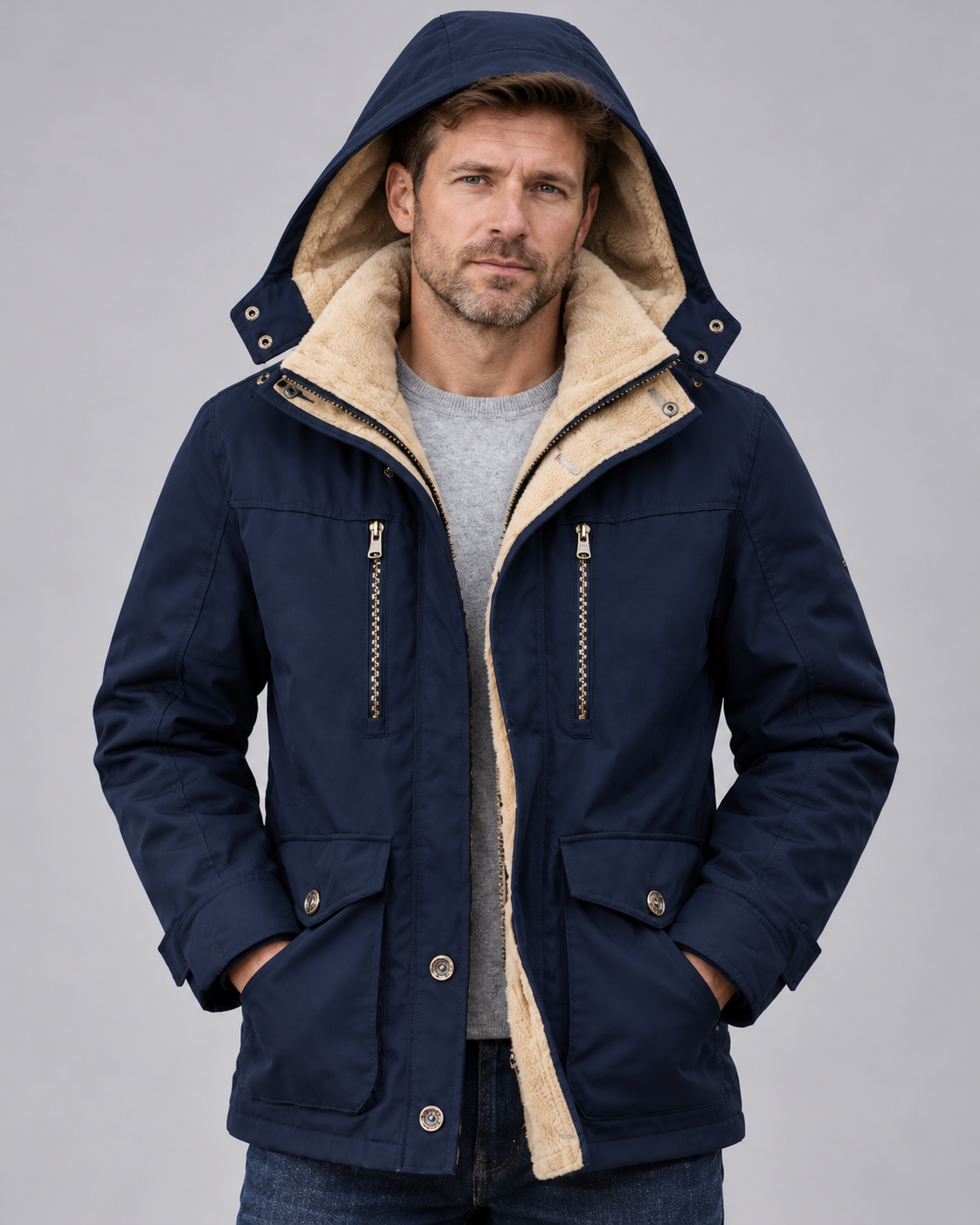 Men's Waterproof Hooded Fleece-Lined Jacket