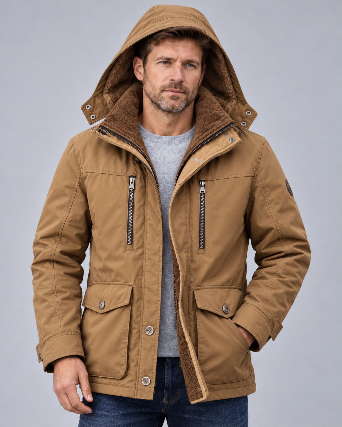 Men's Waterproof Hooded Fleece-Lined Jacket