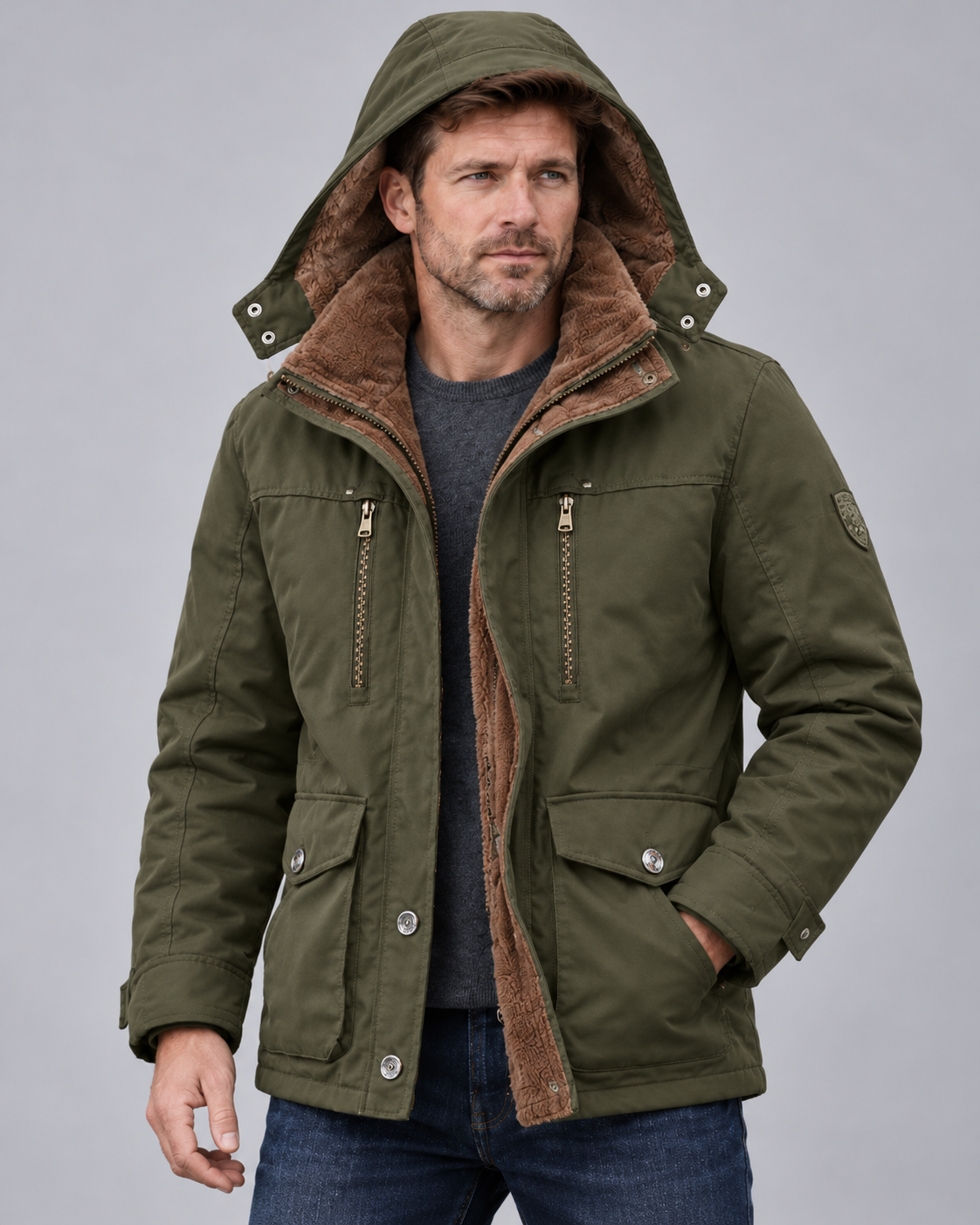 Men's Waterproof Hooded Fleece-Lined Jacket