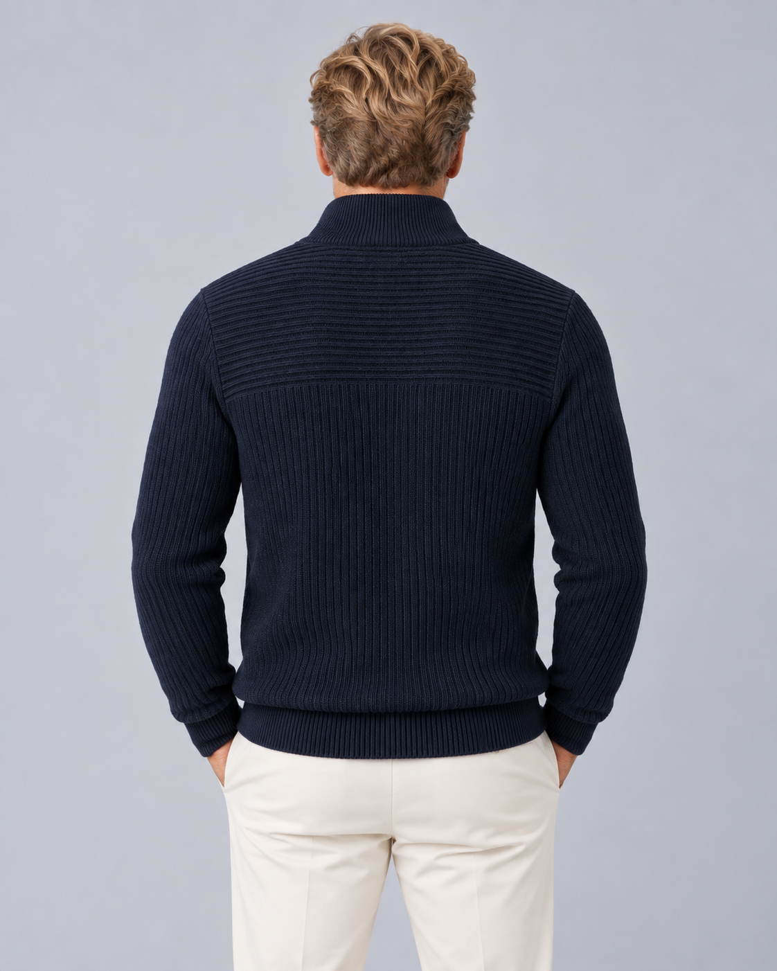 Men's Quarter-Zip Knitted Jumper | Relaxed Fit Viscose Sweater