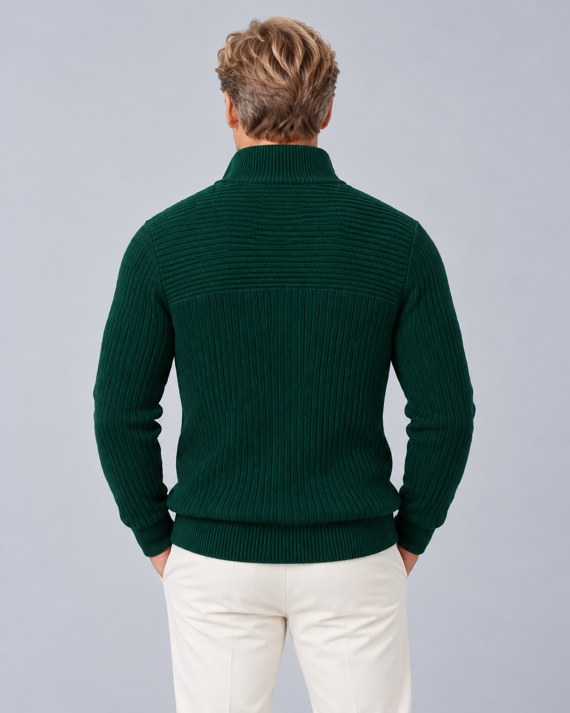 Men's Quarter-Zip Knitted Jumper | Relaxed Fit Viscose Sweater
