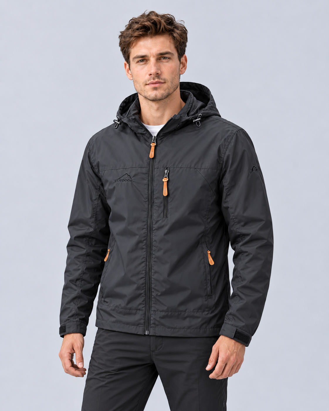 Men's Lightweight Hooded Windbreaker | Outdoor Zip-Up Jacket