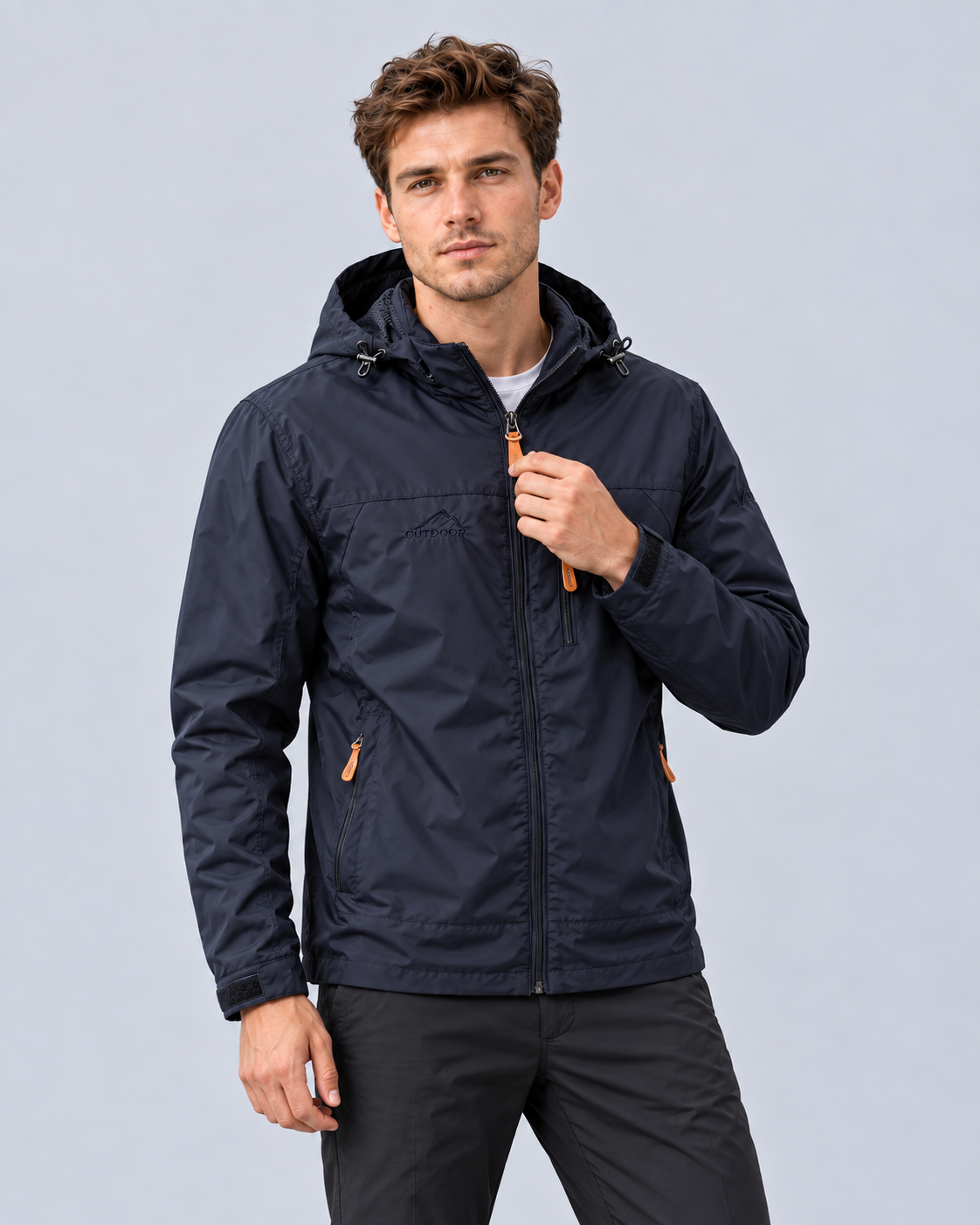 Men's Lightweight Hooded Windbreaker | Outdoor Zip-Up Jacket
