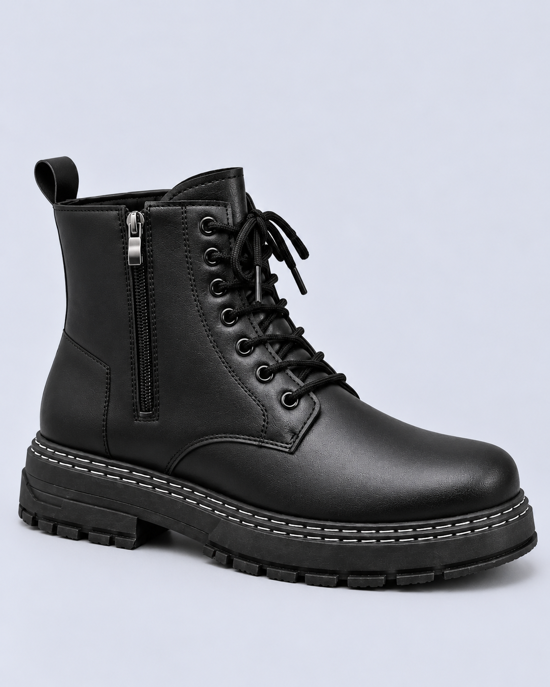 Men's Lace-Up Ankle Boots with Side Zip