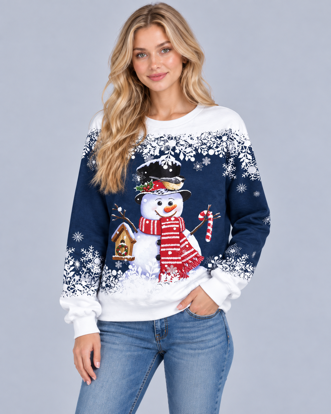 Women's Christmas Knitted Jumper | Festive Snowman Sweater
