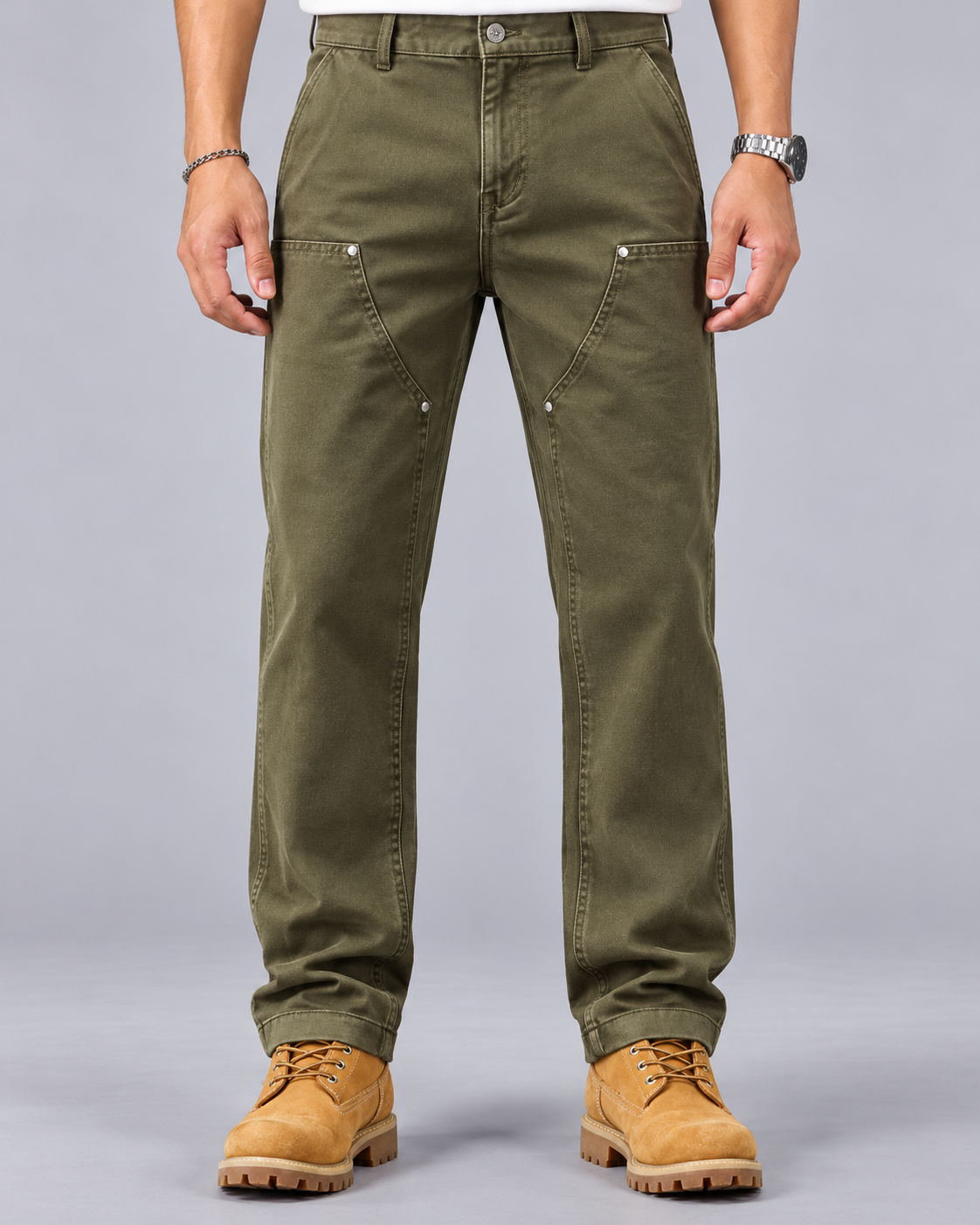 Men's Utility Cotton Twill Trousers – Straight Leg Fit