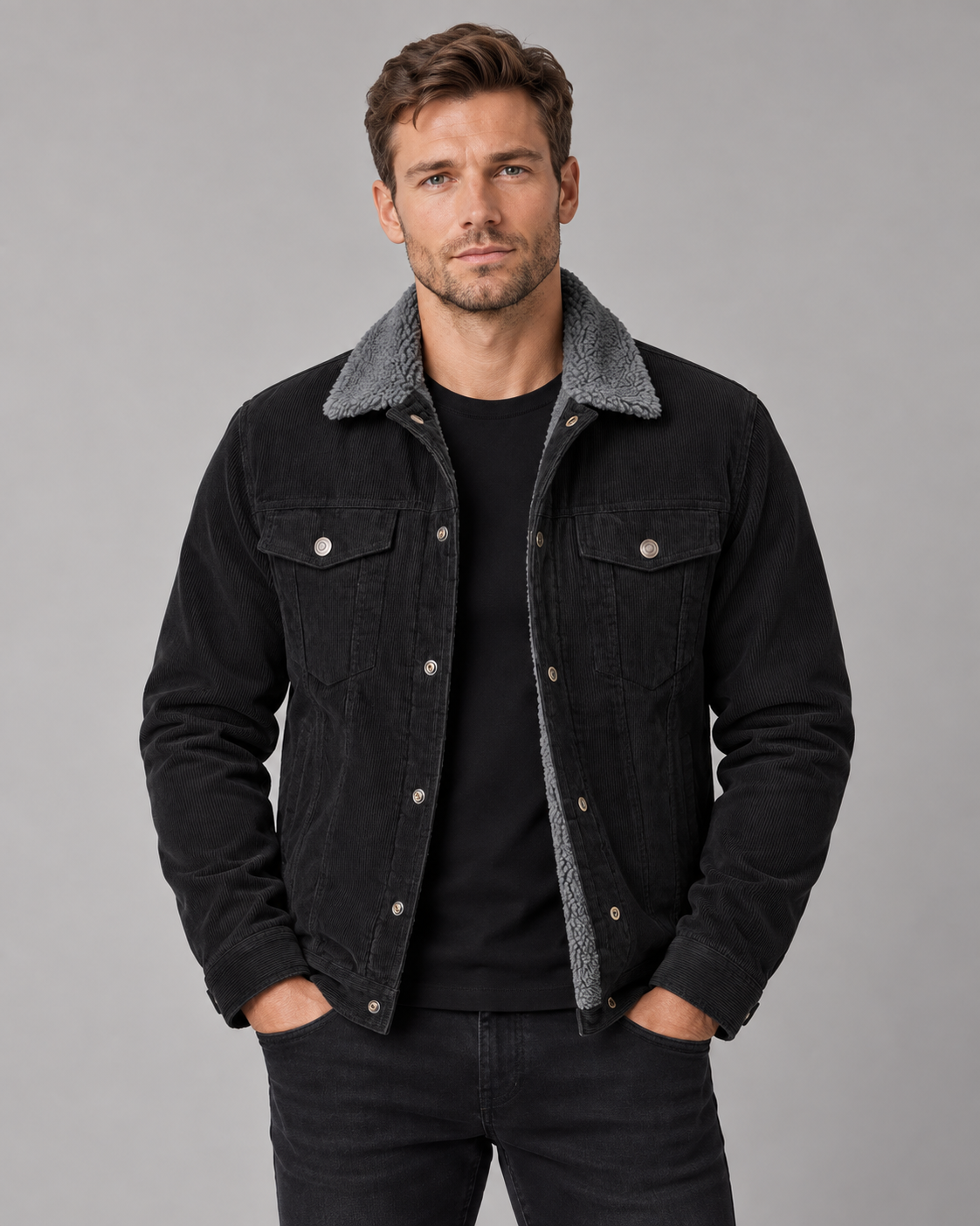 Men's Sherpa Collar Corduroy Jacket