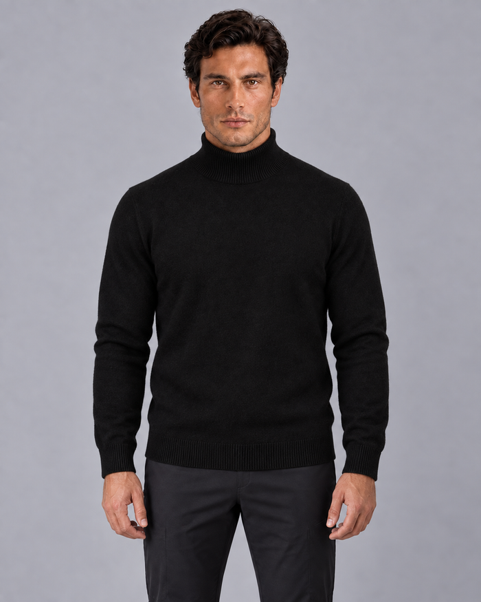 Men's Soft Knit Turtleneck Jumper | Tailored Ribbed Winter Sweater