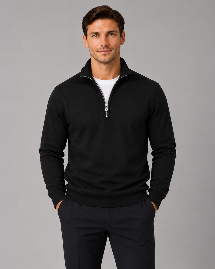 Men's High Neck Half-Zip Sweatshirt | Smart Casual Pullover