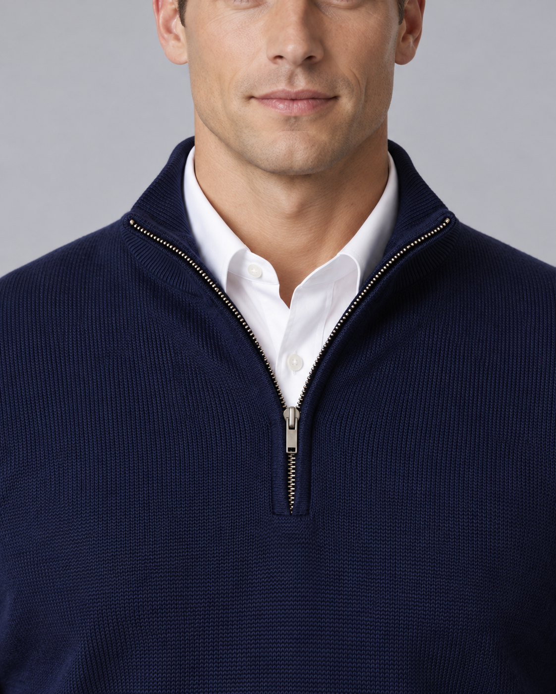 Men's Knitted Quarter-Zip Jumper with Regular Fit