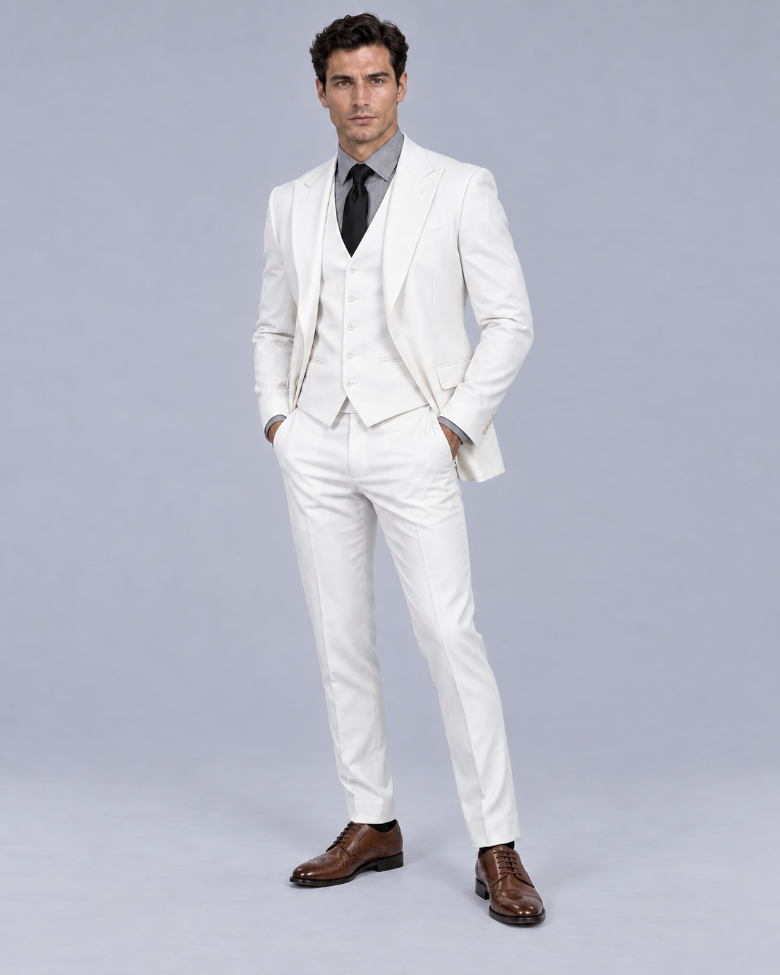 Men's Slim Fit Three-Piece Suit | Blazer Vest Trousers Set