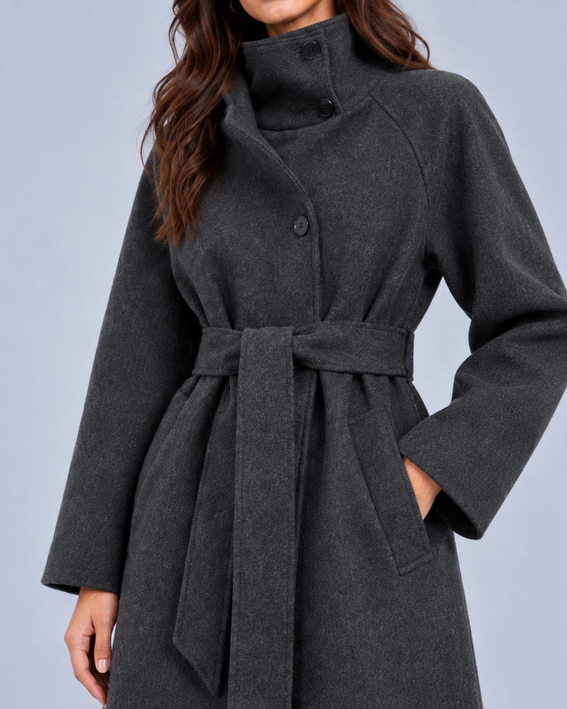 Women's Wool Blend Trench Coat | Elegant Ankle-Length Winter Outerwear