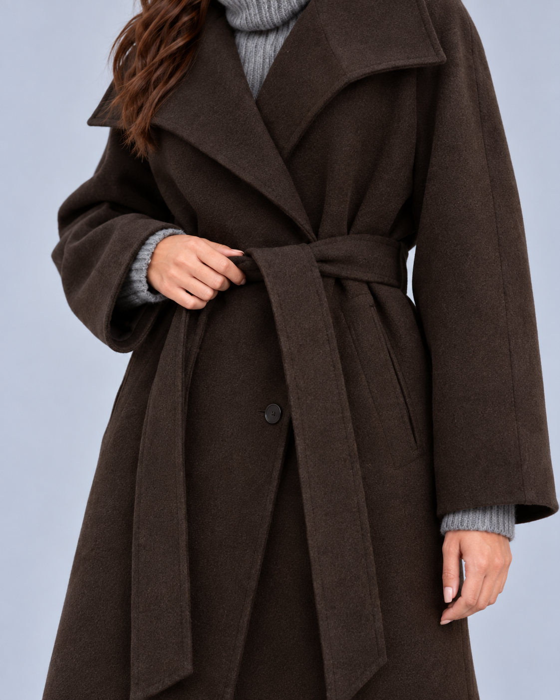 Women's Wool Blend Trench Coat | Elegant Ankle-Length Winter Outerwear