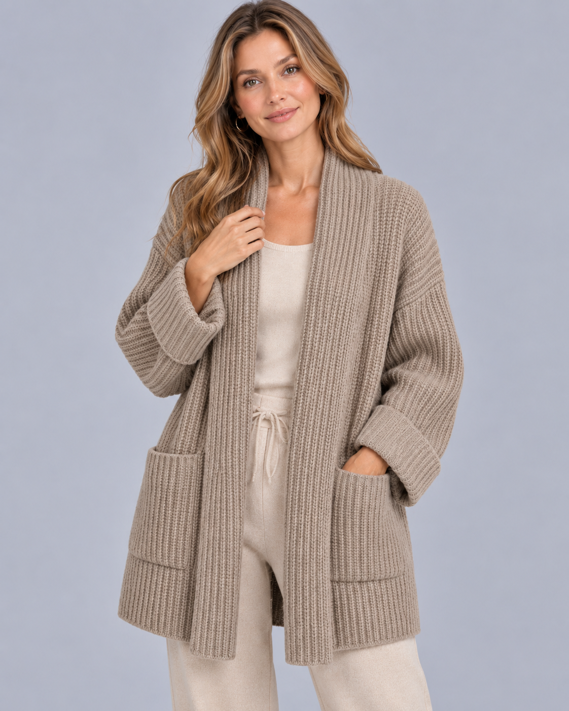 Women's Chunky Ribbed Knit Cardigan | Longline Oversized fit