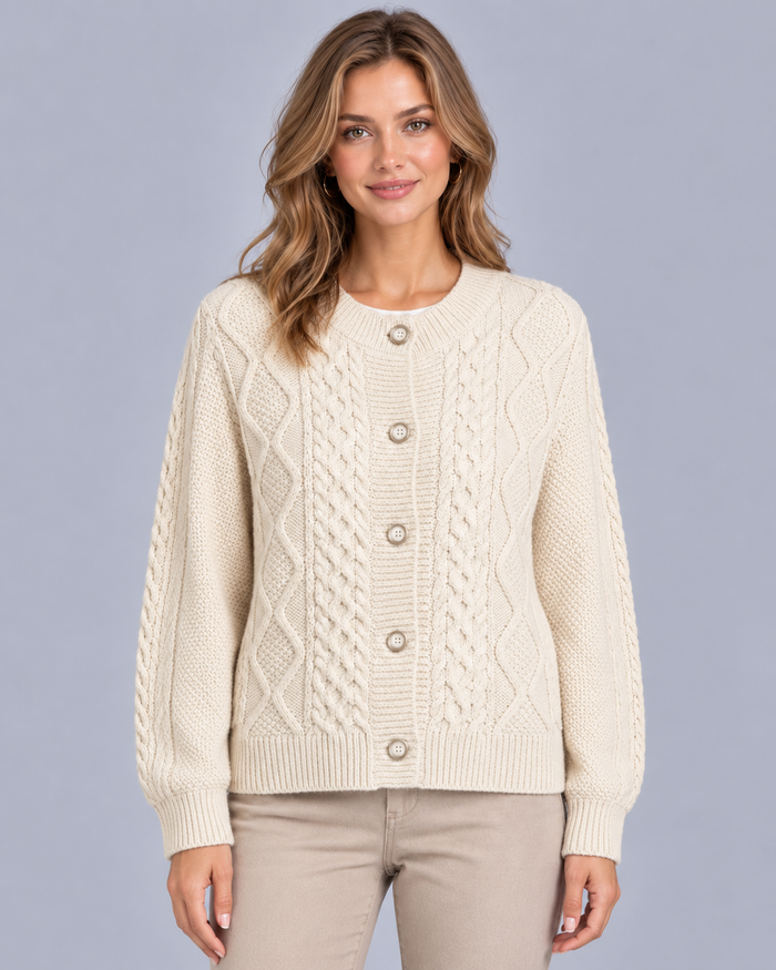 Women's Cozy Cable Knit Cardigan | Ribbed Cuffs and Hem with Oversized Fit