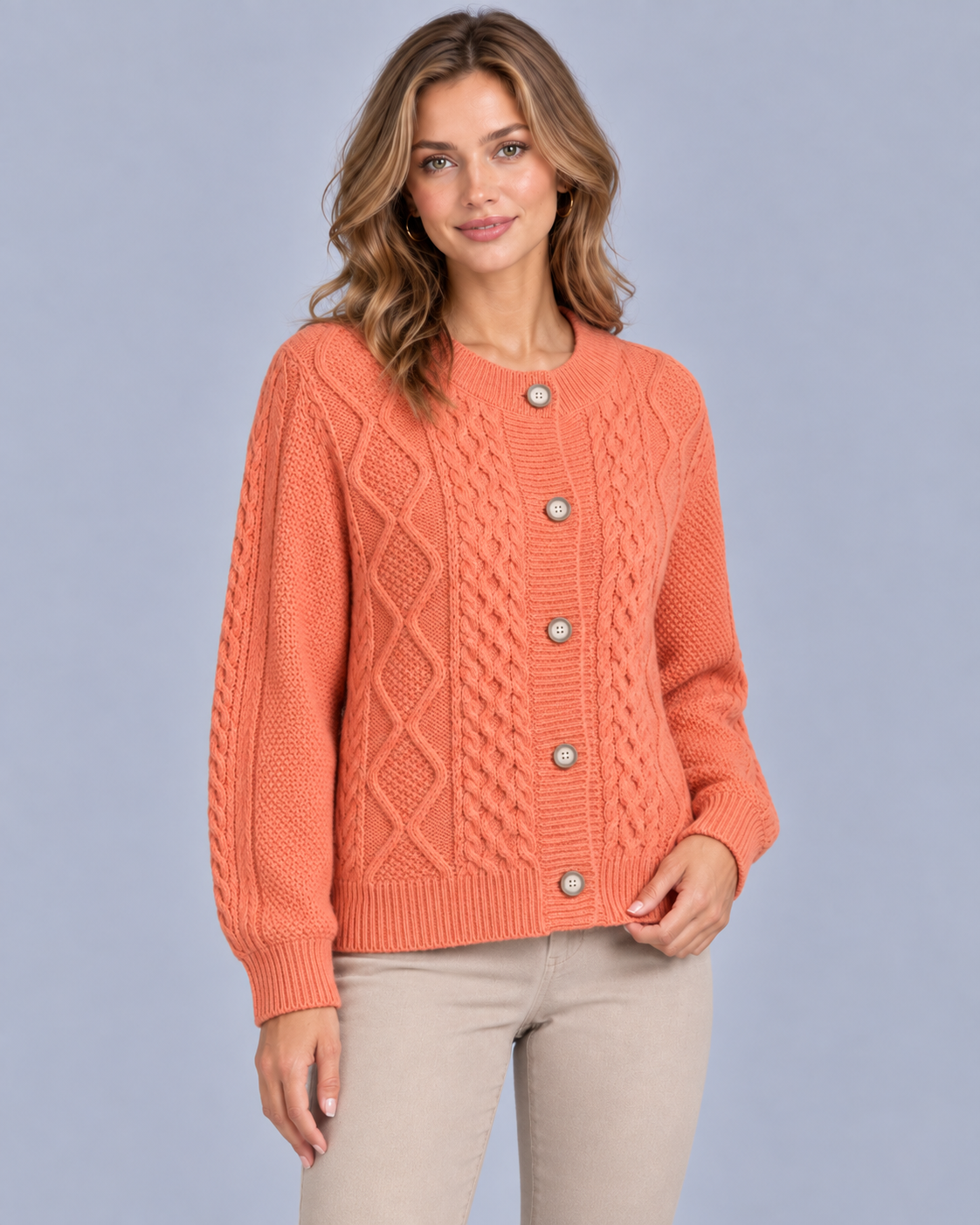 Women's Cozy Cable Knit Cardigan | Ribbed Cuffs and Hem with Oversized Fit
