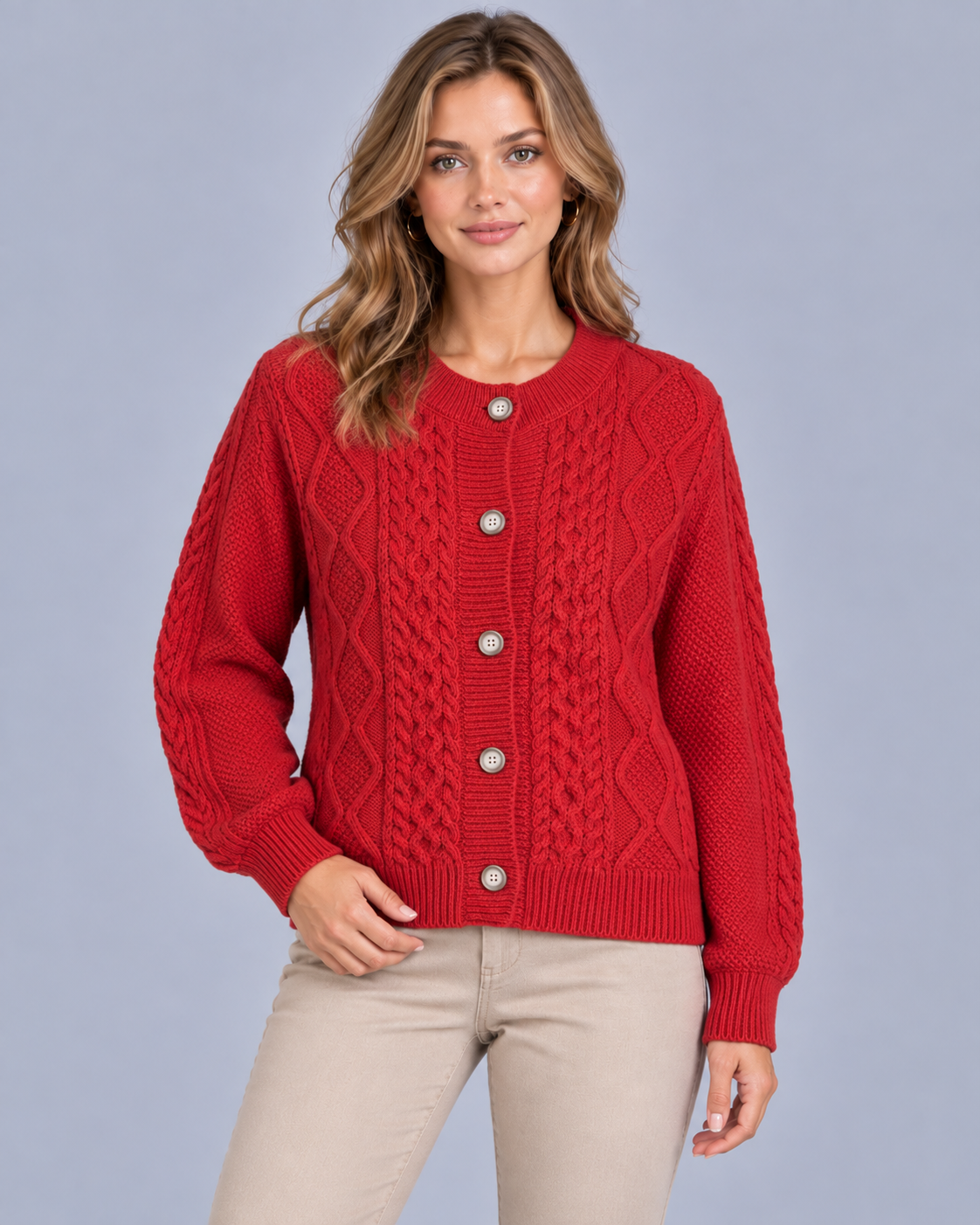 Women's Cozy Cable Knit Cardigan | Ribbed Cuffs and Hem with Oversized Fit