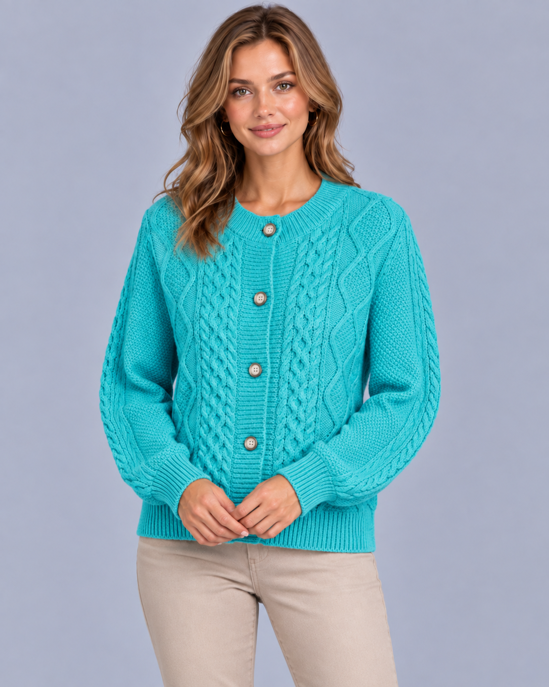 Women's Cozy Cable Knit Cardigan | Ribbed Cuffs and Hem with Oversized Fit