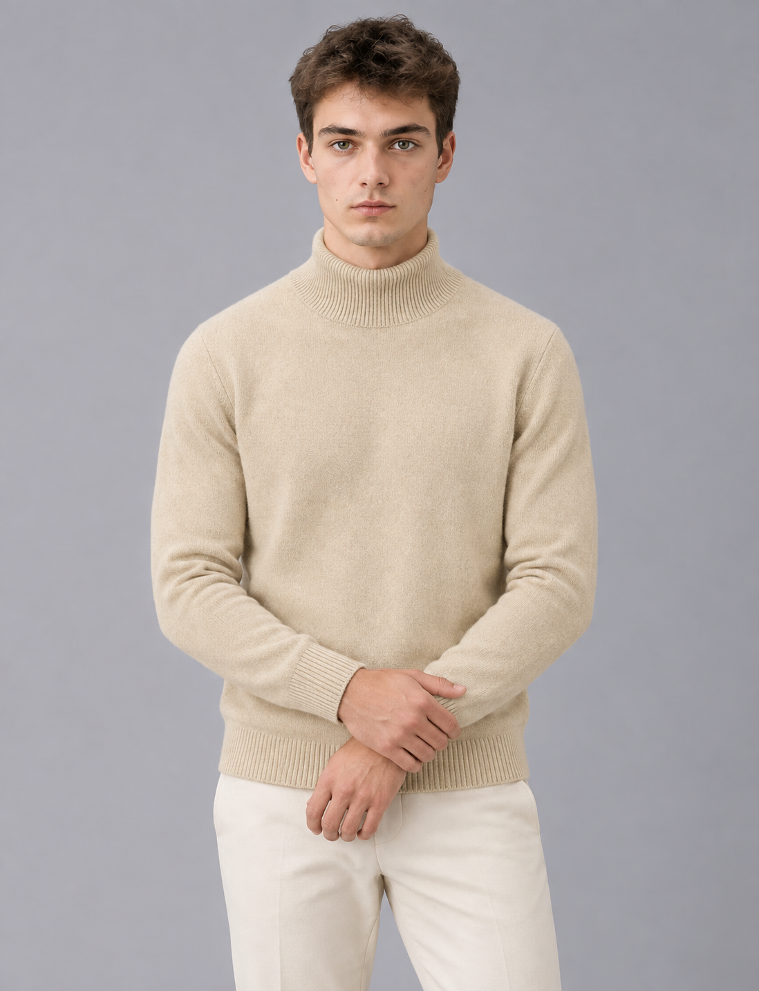 Men's Ribbed Knit Turtleneck Jumper | Slim Fit Sweater